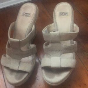 Ugg Tawnie suede espadrille wedge sandals
